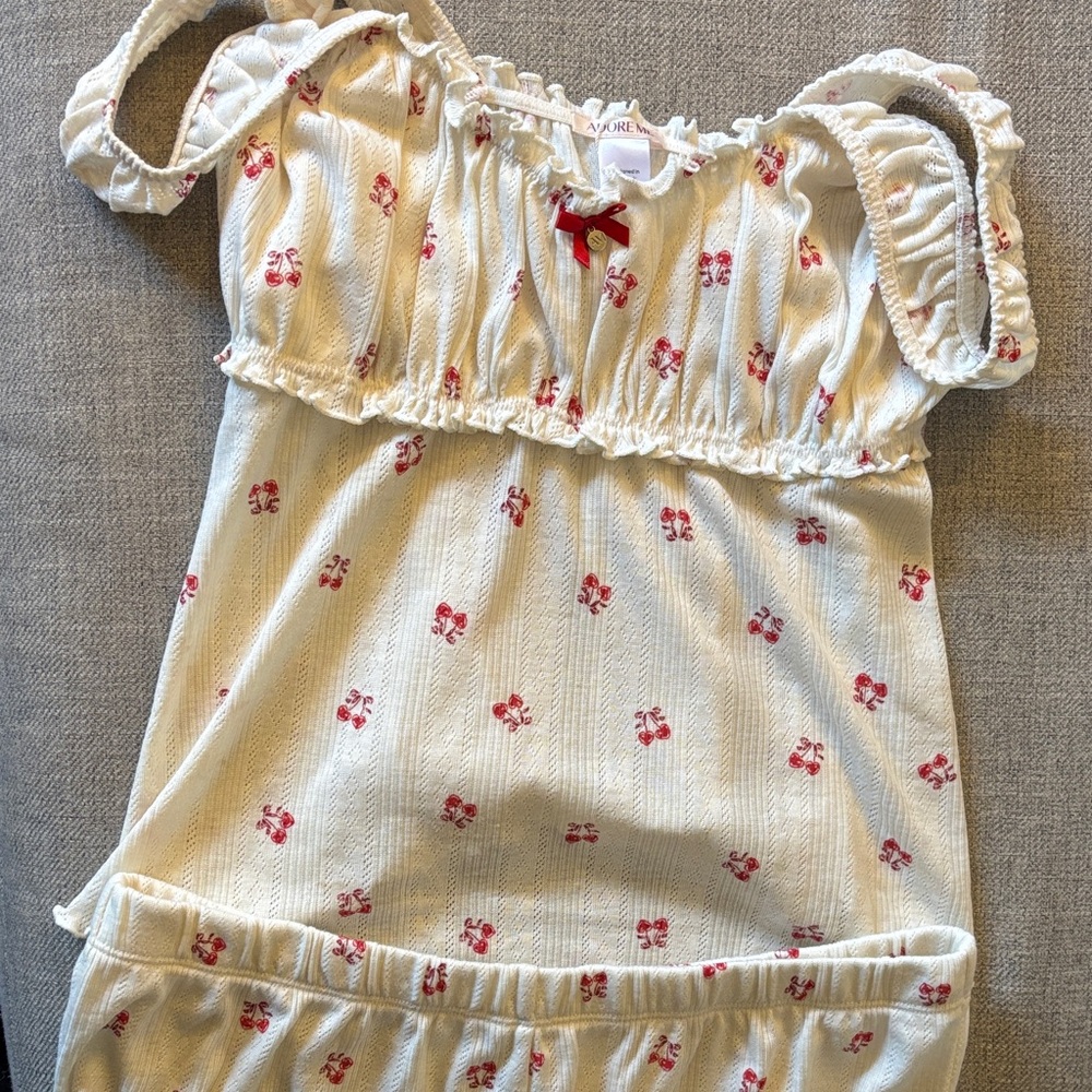 Adore Me Cream Dress with Red Floral Accents
